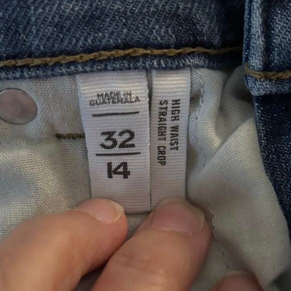 LOFT Plus Size 14 32 High Waist Straight Crop Jeans Distressing - Picture 4 of 5